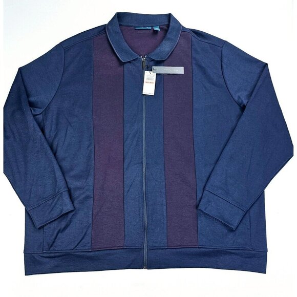 Perry Ellis Size 3XLT Mens Full Zip Dark Saphire Principles Navy Jacket NWT - Picture 1 of 10